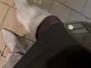 Sexy Crossdresser loosing balance when showing off to horny circling taxi driver - ashemaletube.com