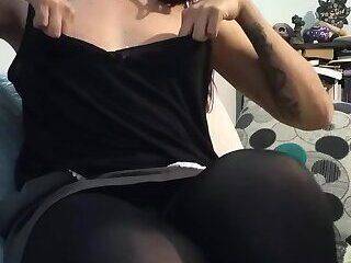 Girlyboy playing wirh her cock and nipples - ashemaletube.com