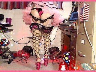 Hard - Fishnet stockings, pink sissy tutu to tease my BLACK DADDY Tre's BB12"NC rock hard for cum - ashemaletube.com