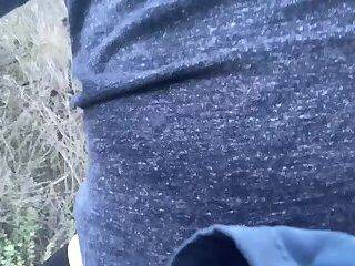 First I put on small tight yoga shorts and got horny while out hiking - ashemaletube.com