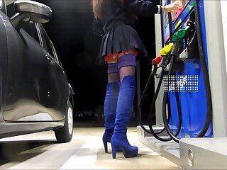cd mini skirt in outdoors gas station - ashemaletube.com