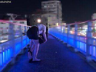 Shinoda hakumi - Exposed on the pedestrian bridge with vibrator ejaculated ! - ashemaletube.com - Japan
