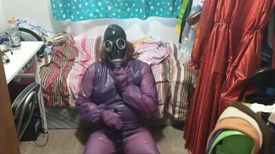 Latex Jelly Loose Purple Body Suit Over Swimsuit Gasmask Breathplay Vibrator - shemalez.com - Canada